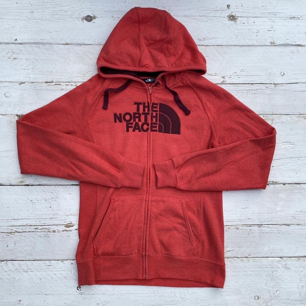 The North Face Pink Hoody Womens Size Medium Spellout Hooded Long Sleeve Sweater