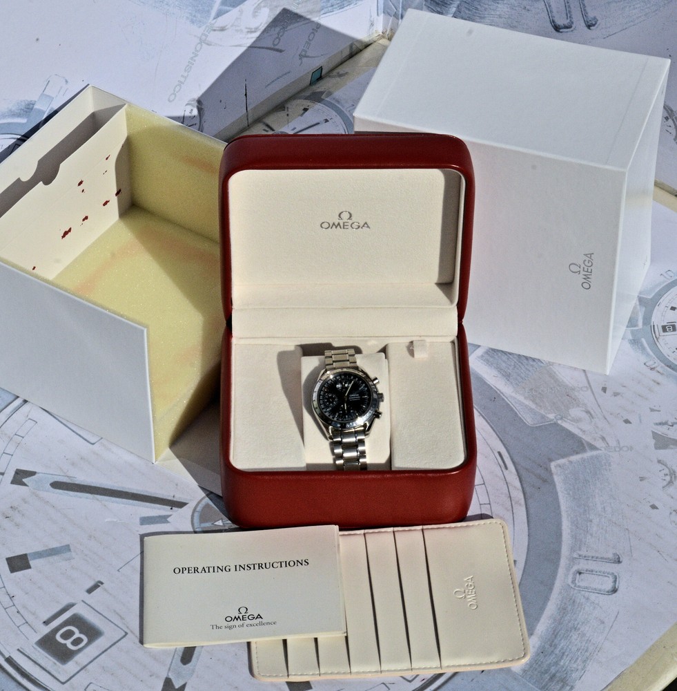 Omega Speedmaster Chrono Triple Date Day Date Blue Excellent Condition with Box