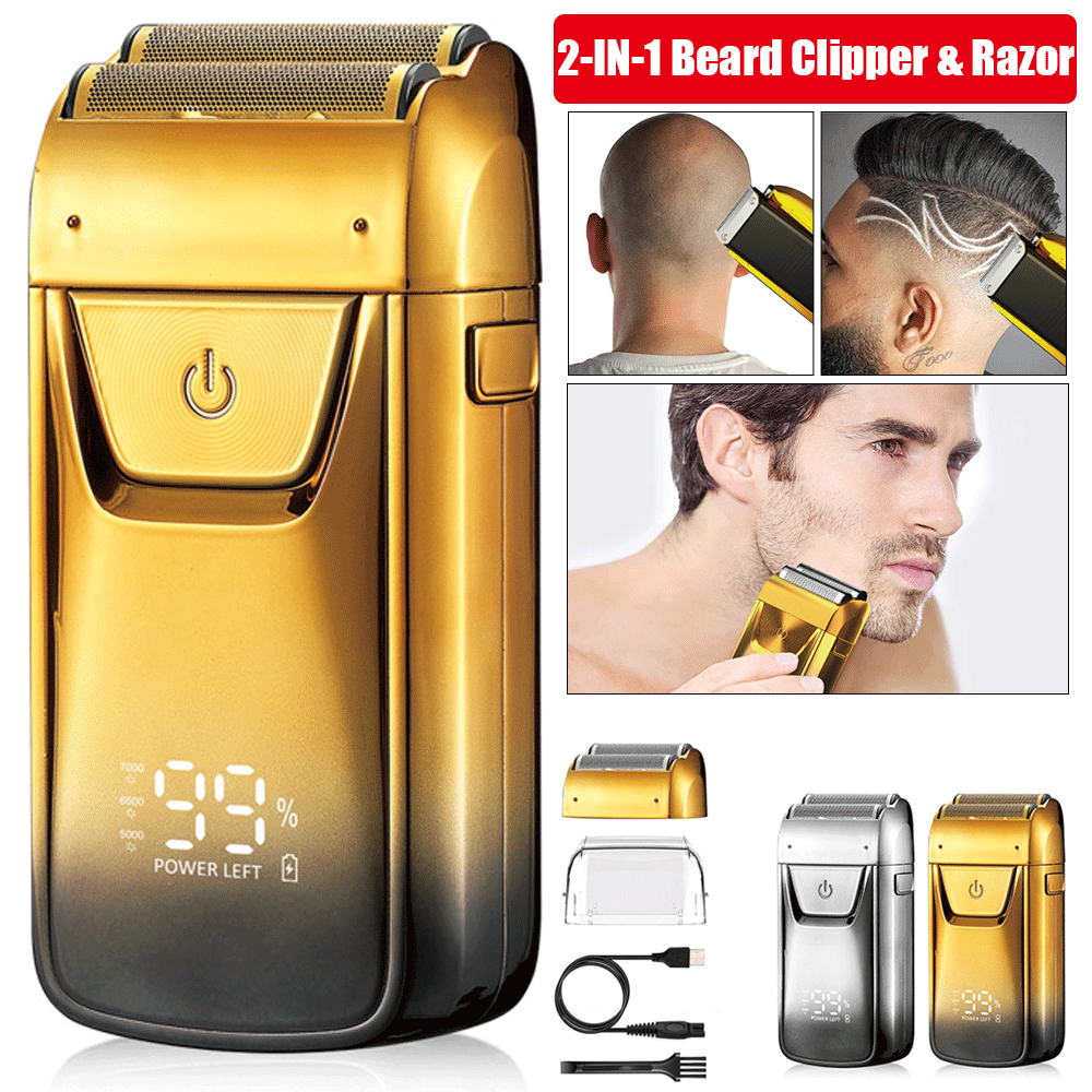 2-In-1 Electric Razor For Men Shaver Beard Trimmer Clipper Portable Rechargeable
