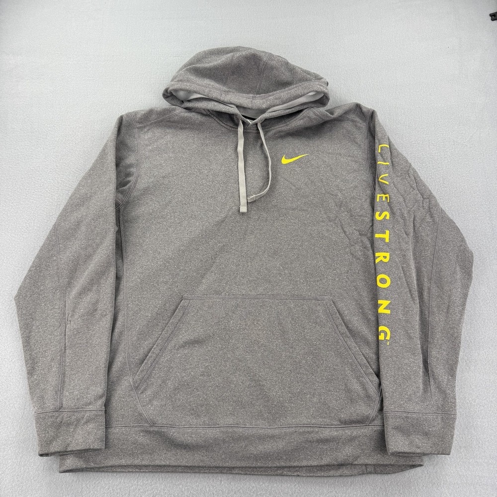 Nike Hoodie Mens XL Livestrong Pullover Sweatshirt Swoosh Athletic Yellow