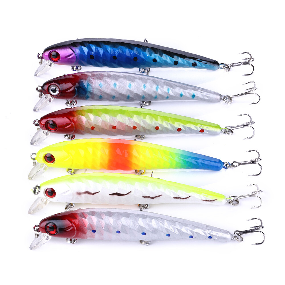 6PCS Minnow Crankbait Lure Set 12cm 15g for Bass Trout Fishing