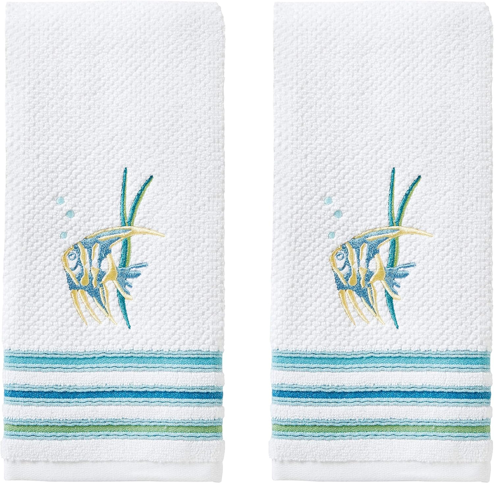 White Ocean Watercolor Hand Towel Set of 2
