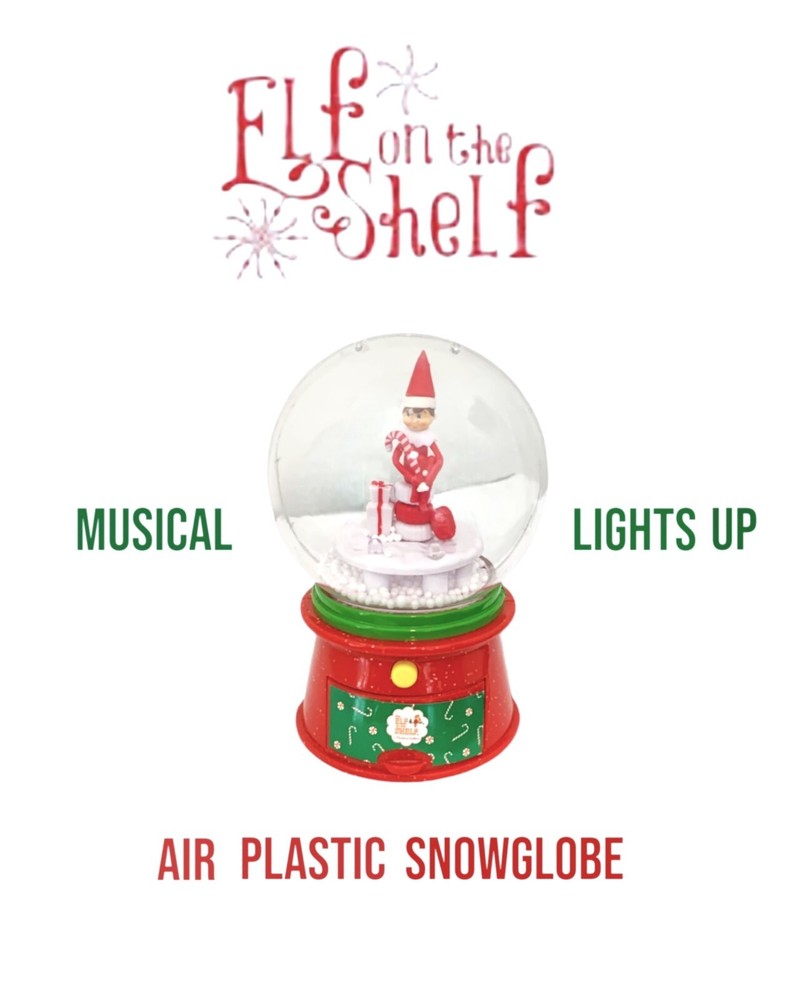 Elf On The Shelf Christmas Air Snow Globe Lights Up & Plays Music Plastic