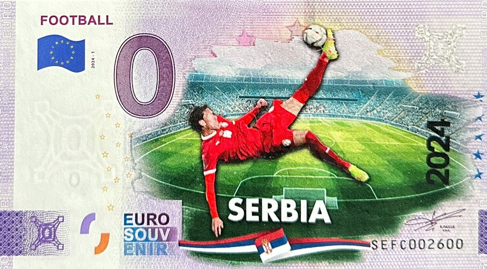 Ticket 0 Euro Football Color Ticket Serbia Euro 2024 Various Number
