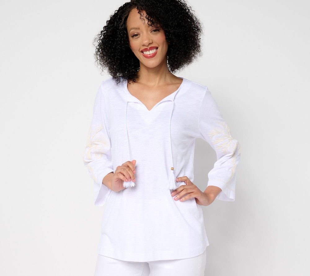 Belle by Kim Gravel Women's Top Sz 2XS (XXS) Beach Slub Knit Sandy White A686028
