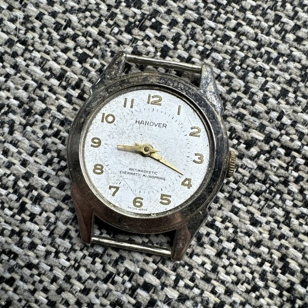 Vintage HANOVER Watch Diamond Tooled Swiss Made Antimagnetic Non Working