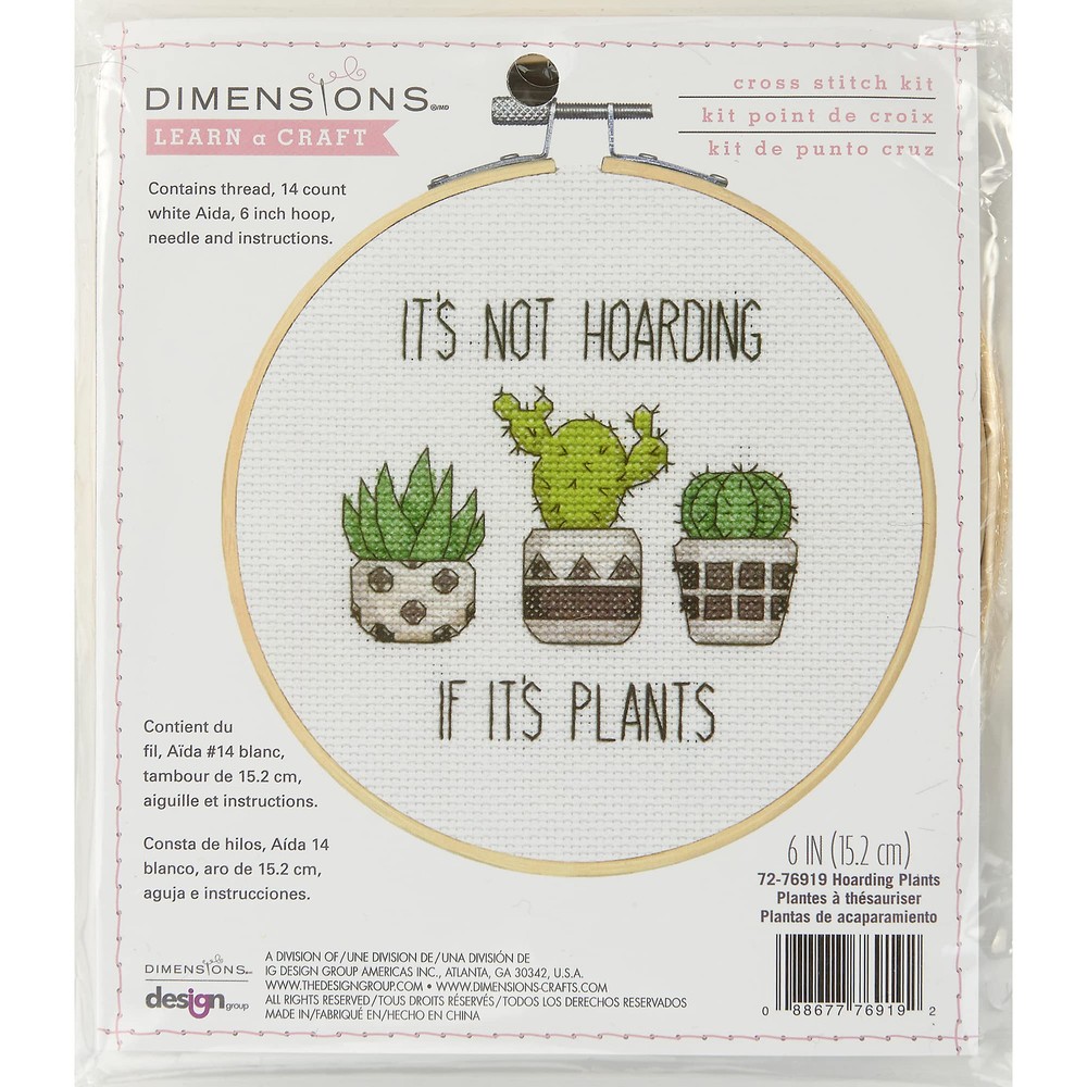 Dimensions 72-76919 Hoarding Plants Counted Cross Stitch Kit for Beginners, 6...