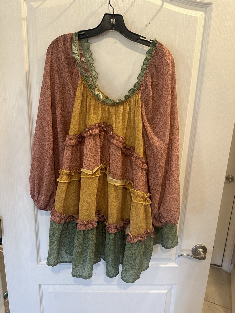 Flying Tomato Love Colette Women's long sleeve Babydoll Mini Dress size medium