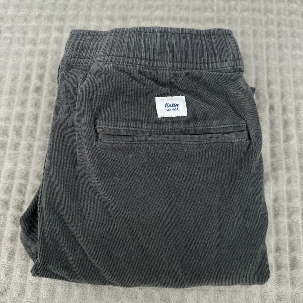 Katin Pipeline Pants Mens M 32x30 Corduroy Grey Stretch Drawstring Casual Chino