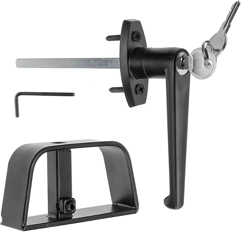 Shed Door Latch L-Handle Lock Kit with 2 Keys 4-1/2