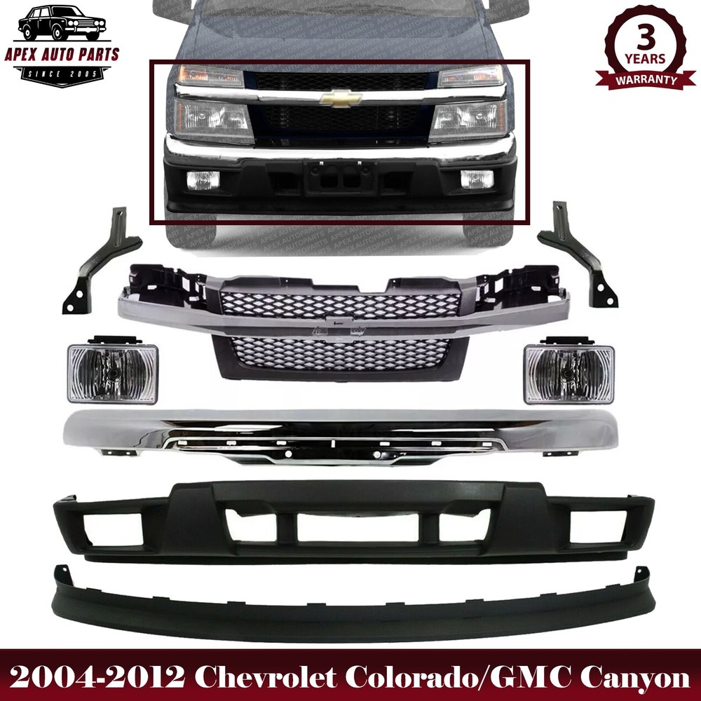 Front Bumper Chrome & Grille Assembly Kit For 2004-2012 Chevrolet Colorado
