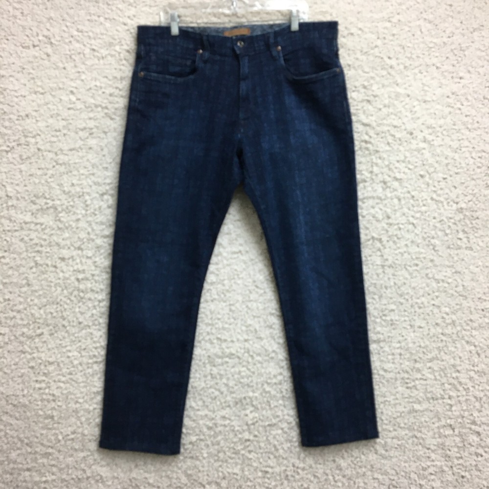 Robert Graham Jeans 36x32 Mens Blue Denim Straight Dark Wash Stretch Modern Fit