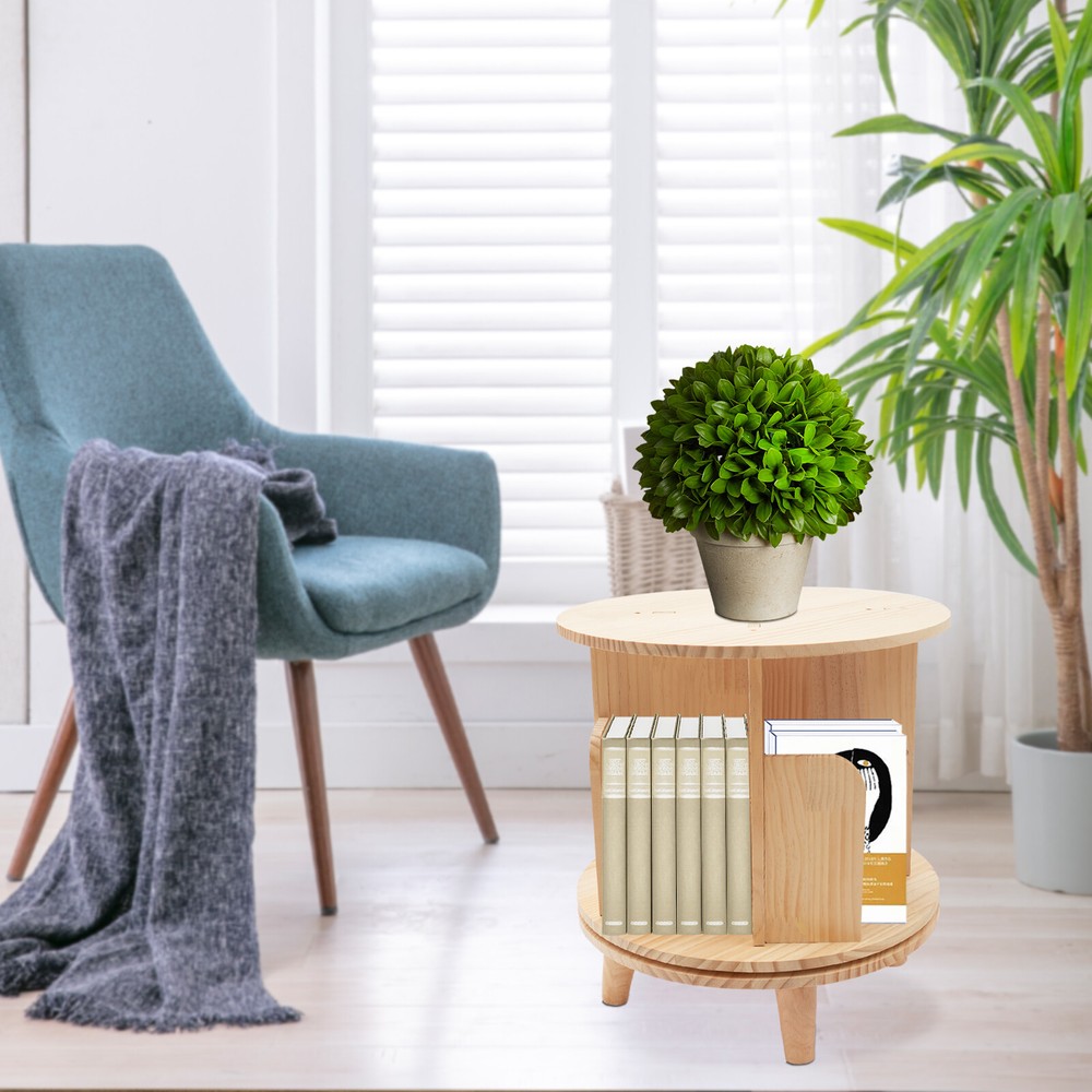 360° Rotating Floor Standing Bookcase Organizer with Storage Shelf Rack