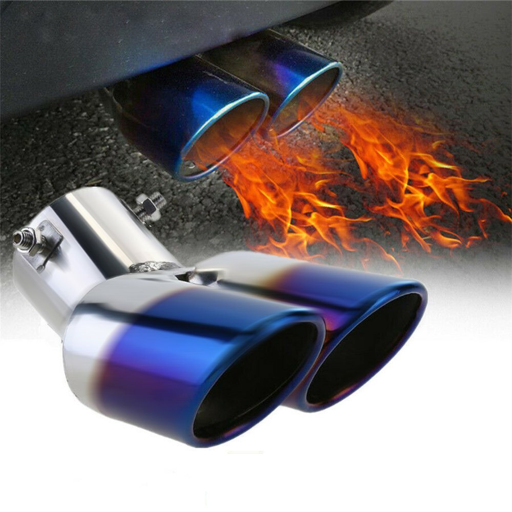Car SUV Rear Dual Exhaust Pipe Tail Muffler Tip Throat Tailpipe Sporty Type 1To2