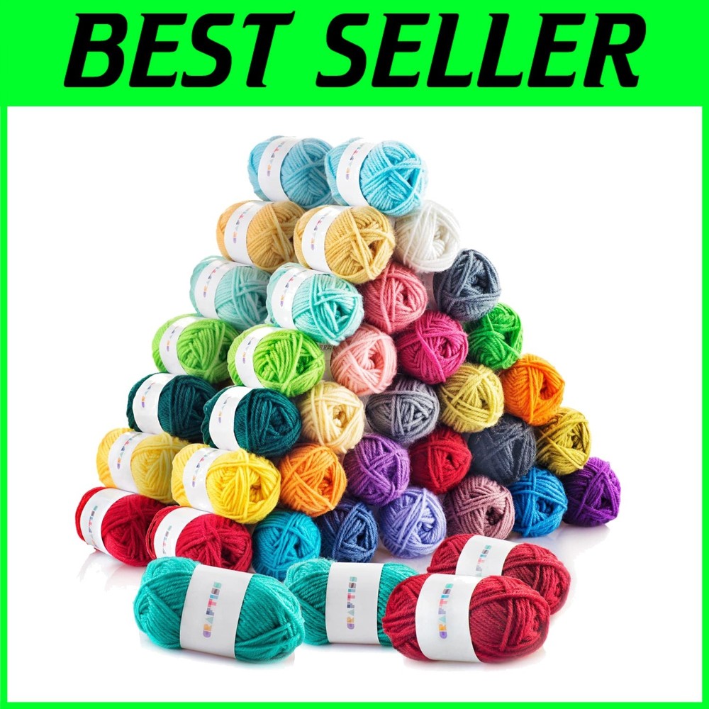 60 Assorted Acrylic Yarn Mini Skeins - 2600 Yards for Crochet & Knitting Fun