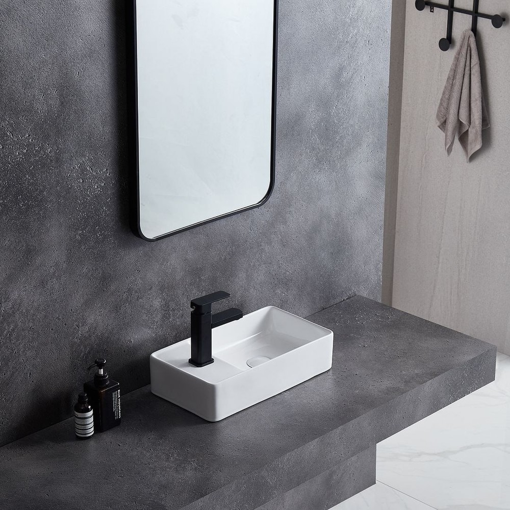 Eridanus 18x10 Inch White Wall-Mounted Bathroom Sink for Cloakrooms  