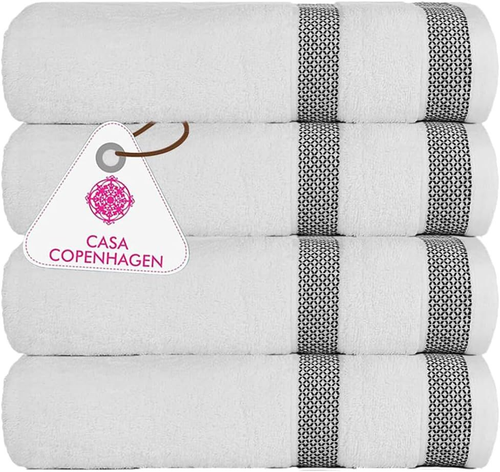 CASA COPENHAGEN Solitaire Towels, 4 Pieces Bath Towel 4Pcs Towel, White