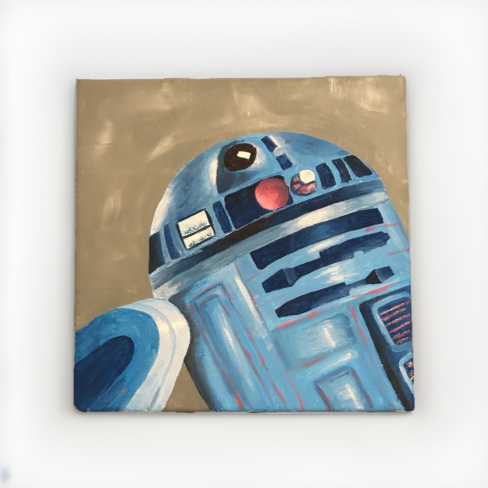 Hand-Painted R2-D2 Star Wars Acrylic Canvas Art - Original Fan Art