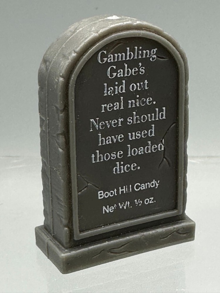 1983 FULL Leaf BOOT HILL CANDY Container HALLOWEEN TOMBSTONE Vintage LOADED DICE