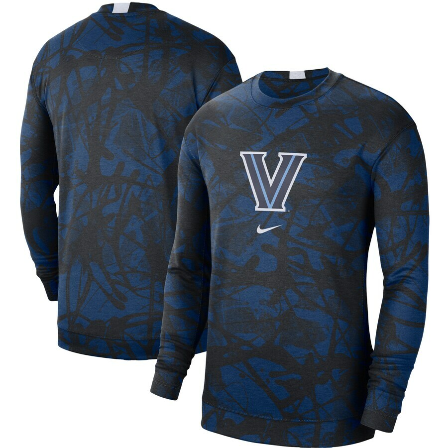 Villanova Wildcats Nike Basketball Mens Dri FIT Long Sleeve Top Shirt Blue XXL