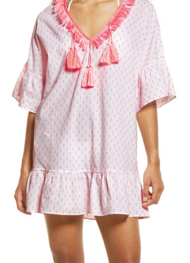 LILLY PULITZER Tangelo Neon Clip KIPPER Bathing Swimsuit Coverup Sz L XL