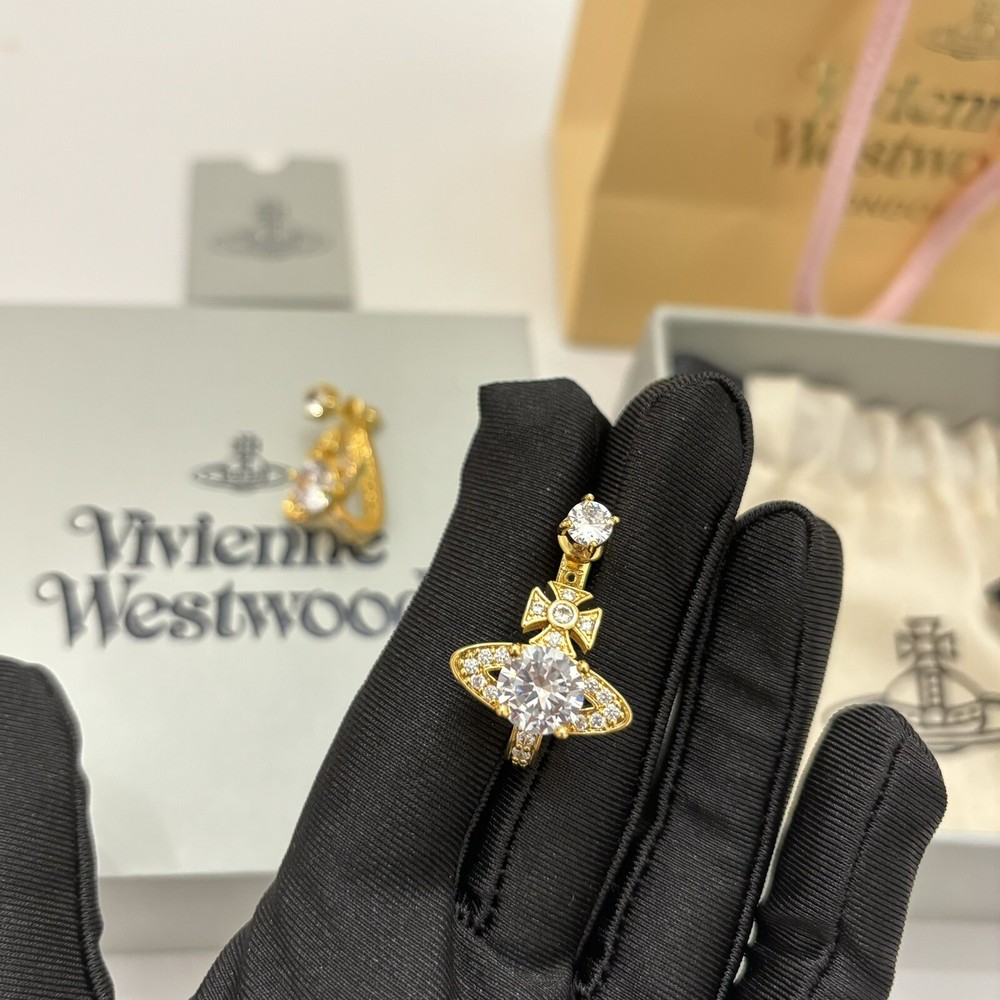 Vivienne Westwood Orb Crystal Earrings Gold Tone With box Christmas Gift