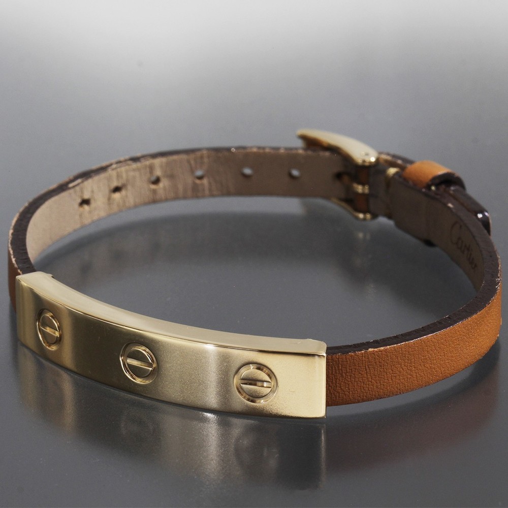 Cartier Love Leather Bracelet 18K Yellow Gold Box Love Bracelet E1865 with Box