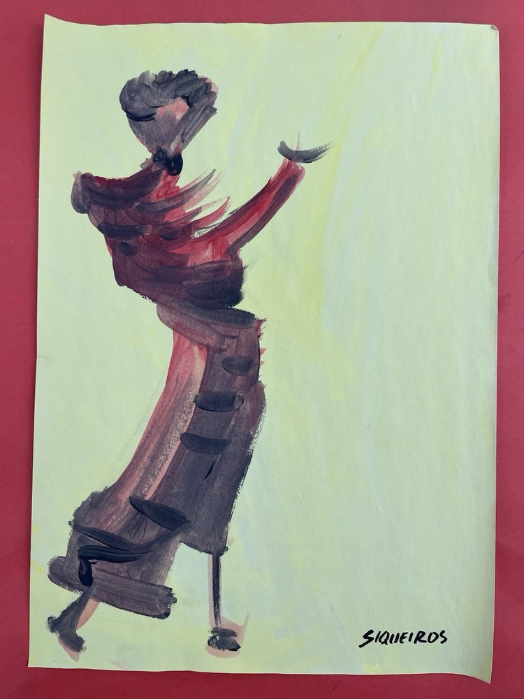 David Alfaro Siqueiros Drawing on paper (Handmade) signed