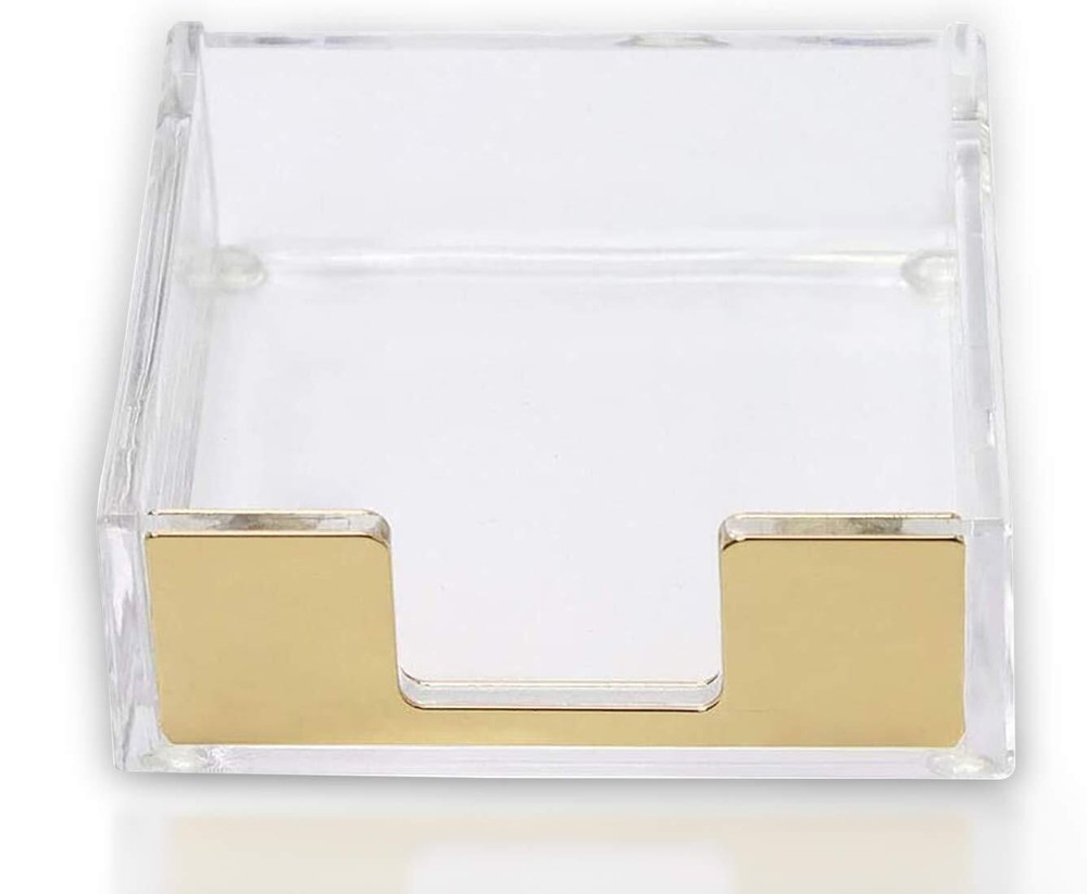 Acrylic Sticky Note Holder Desk Organizer Decor For 3x3 Sticky Notes Memo gold