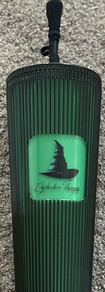 Starbucks Wicked 24oz Elphaba Glow-in-the-Dark Tumbler with Broom Topper in Emerald Green