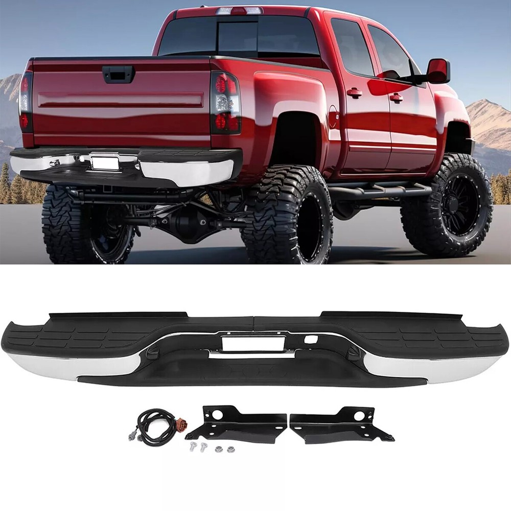For 1999-2007 Complete Chrome Rear Step Bumper Chevy Silverado 2500HD 3500