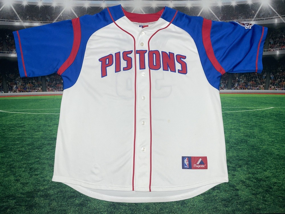 Ben Wallace #36 Detroit Pistons Majestic Baseball Jersey Sz XL Preowned White