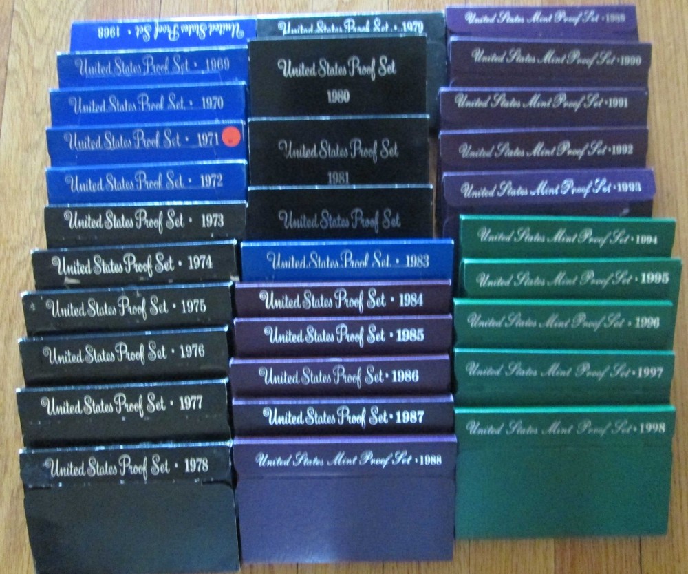 1968 to 1998  Proof Sets U.S. Mint 31 Proof set San Francisco Mint Box & COA