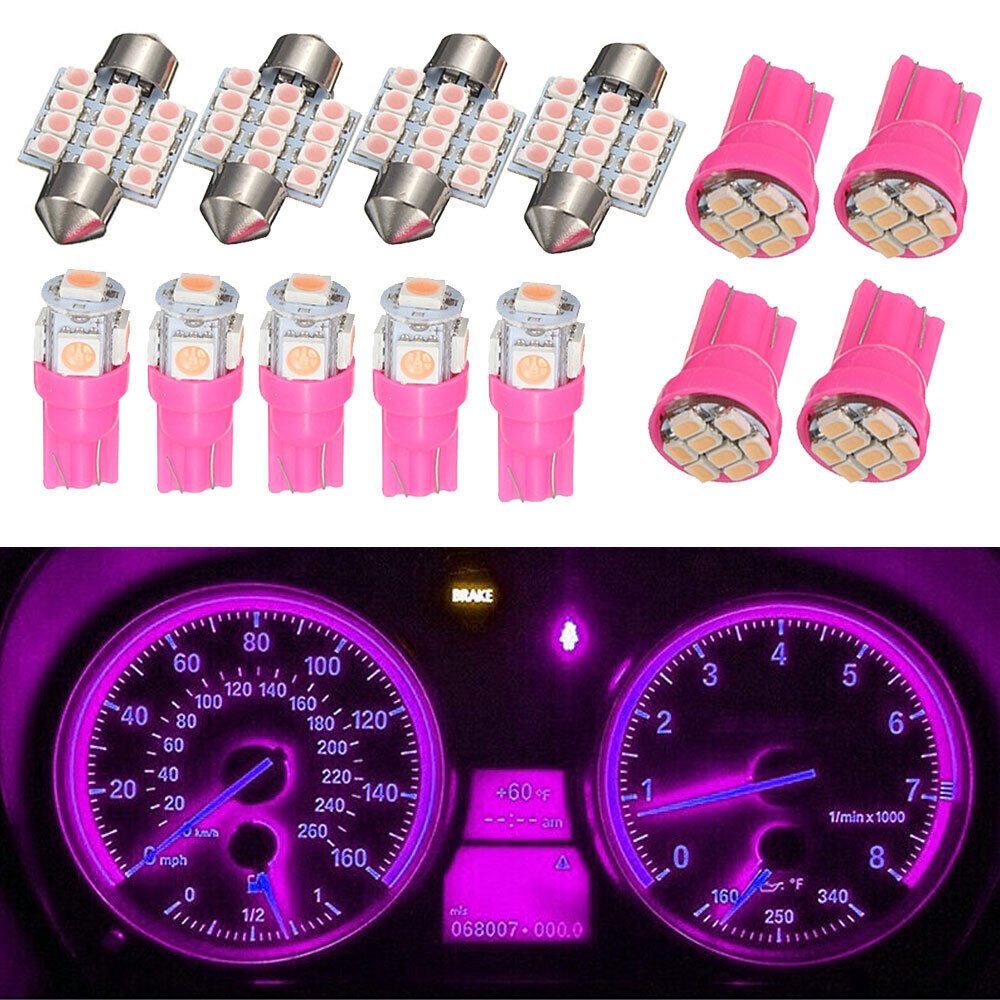 Universal Pink LED Lights For Dome License Plate Lamp Auto Interior Accessories