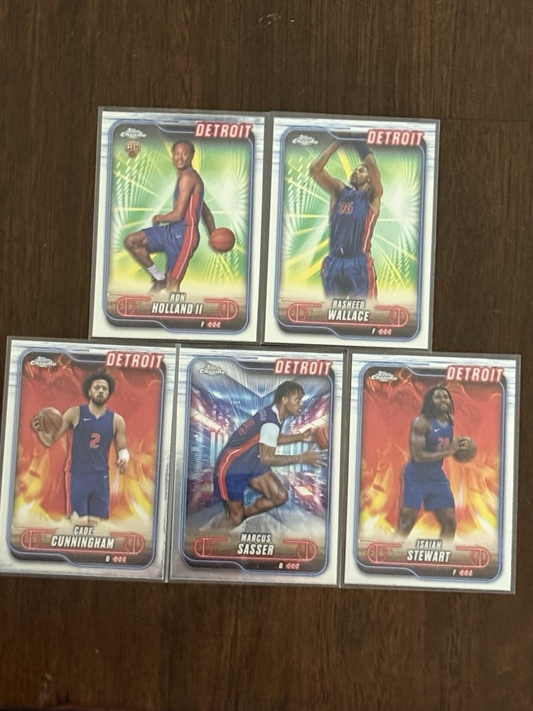 Lot of 5 Detroit Pistons 2025 Topps Chrome Base Cards