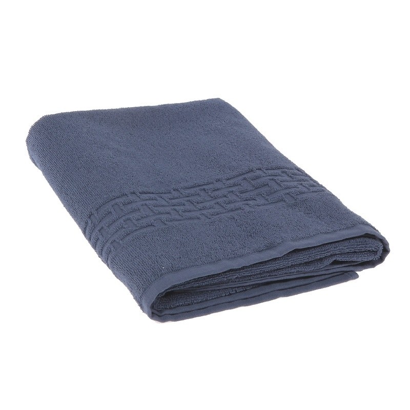 Basketweave Navy Blue Bath Towel Set of 2 27x50