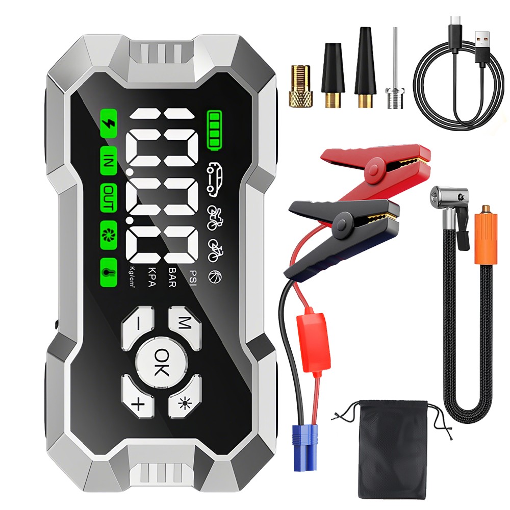 Portable 99800mah Car Jump Starter 3000A Air Compressor Battery Booster Power