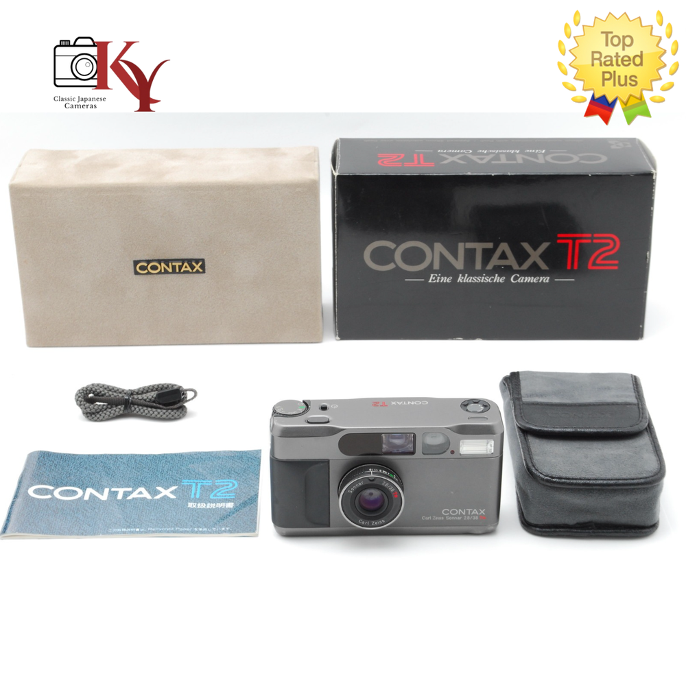 ⏯️ [MINT in Box] Contax T2 Titan Black Point & Shoot 35mm Film Camera From JAPAN