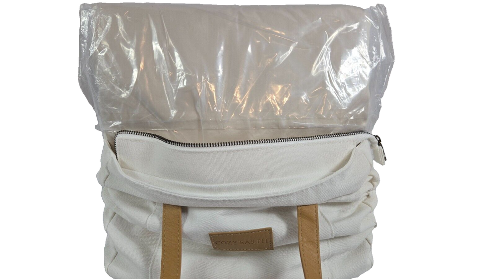 Cozy Earth King Fitted Sheet in Oat with Bamboo Linen and Canvas Bag