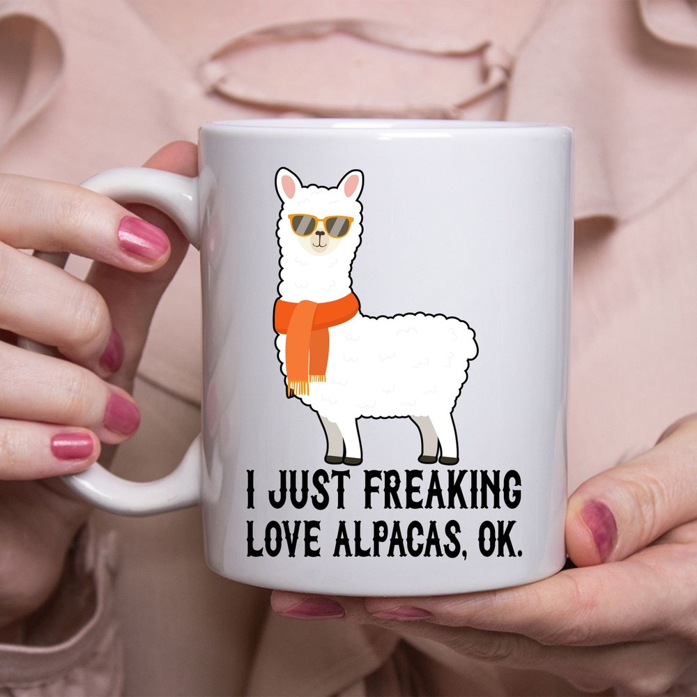 Alpaca Lover Funny White Mug - I Freaking Love Alpacas  