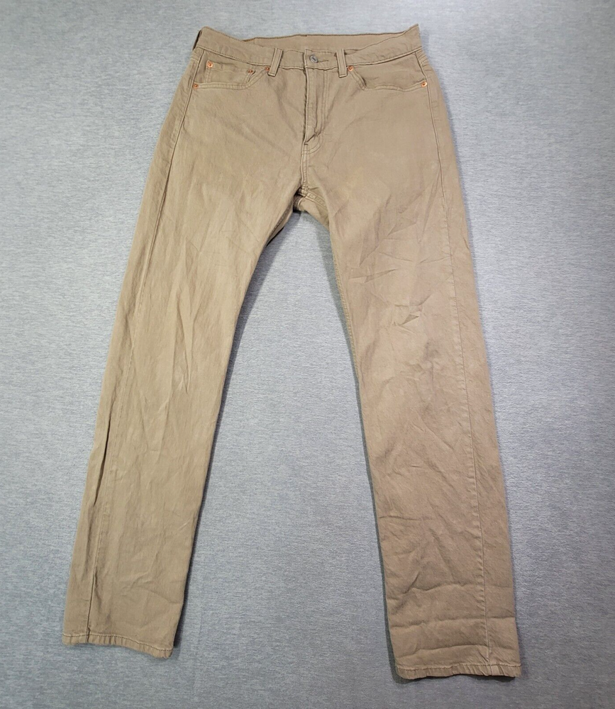 Levis 505 Jeans Mens 32x34 Beige Classic Straight Leg Stretch Mid Rise Casual