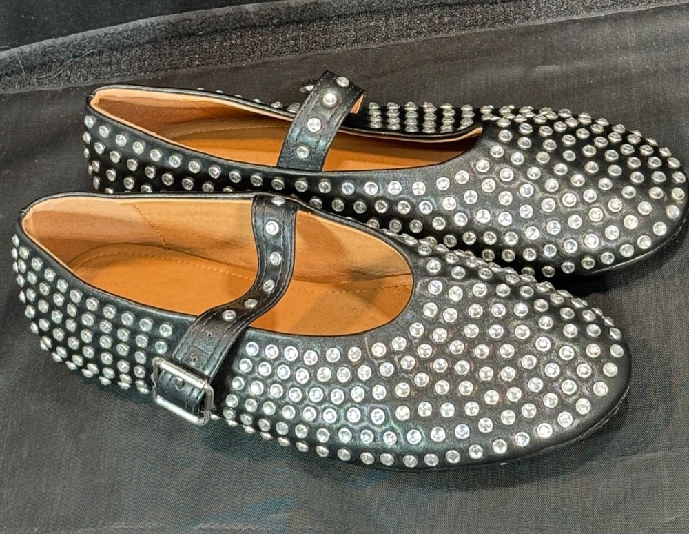 Micifa rhinestone ballet flats for women,sparkly crystals ballerina shoes buckle