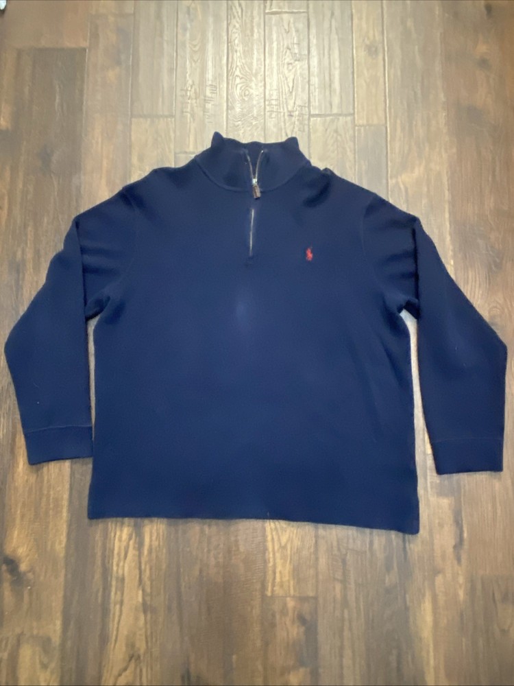 Vintage Polo Ralph Lauren 1/4 Zip Long Sleeve Sweater Pullover Mens XXL Blue