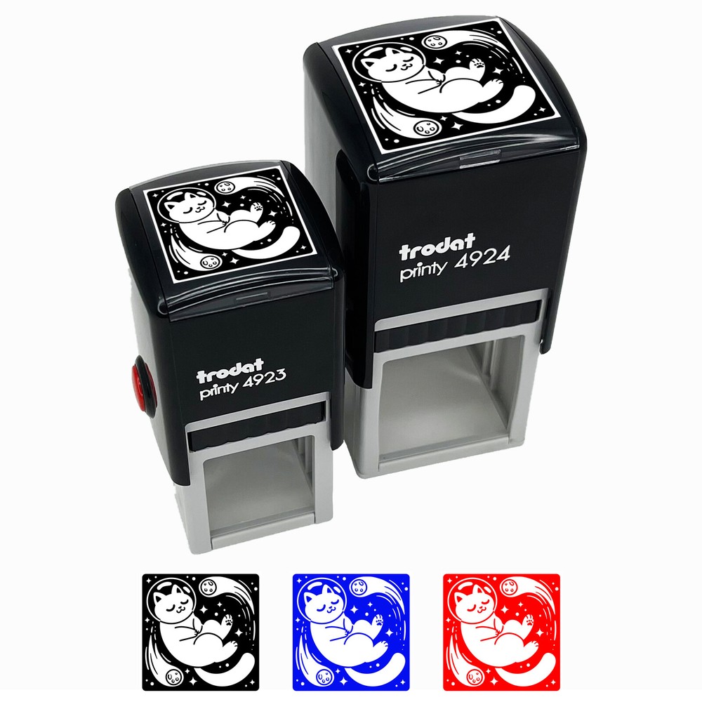 Dreamy Space Cat Self-Inking Rubber Stamp Ink Stamper