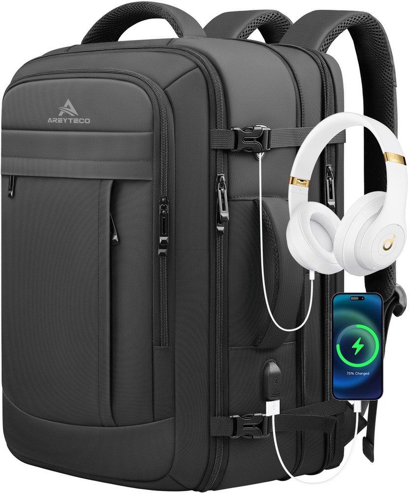Travel Backpack, 50L Expandable Extra Large Laptop Backpack, Carry On Backpac...