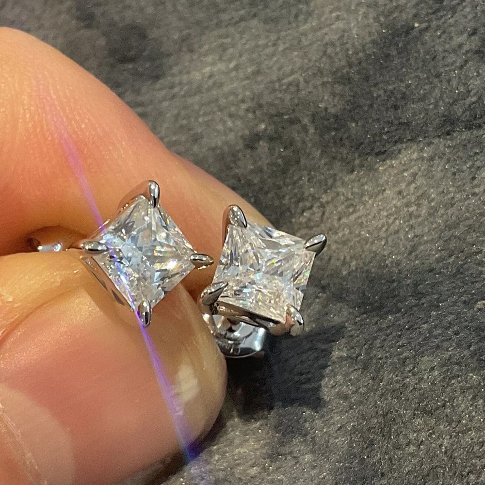2.0 Carat Lab Created Diamond Solitaire Stud Earrings 925 Silver Mother Day Gift