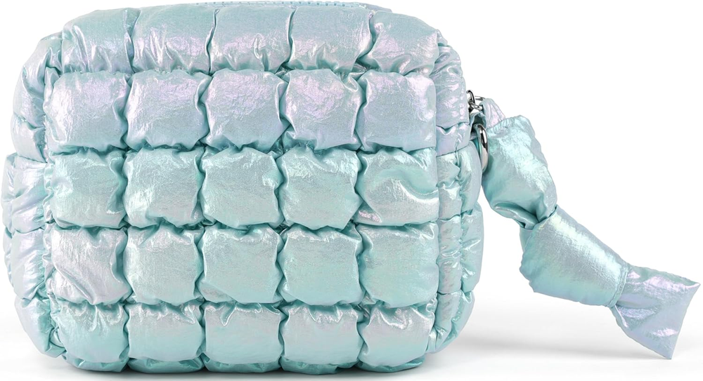 Quilted Makeup Bag Puffy Cosmetic Bag, Quilt Travel Toiletry Bag Puffer for Wome