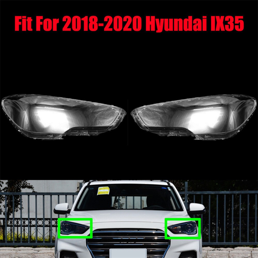 For 2018-2020 Hyundai IX35 Left+Right Side Headlight Headlamp Clear Lens Cover