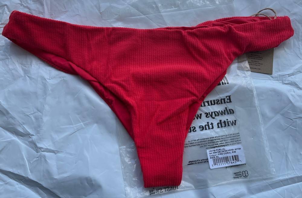 Toast Swim Signature Low Rise Hipster Bottom XL Fire Coral NWT