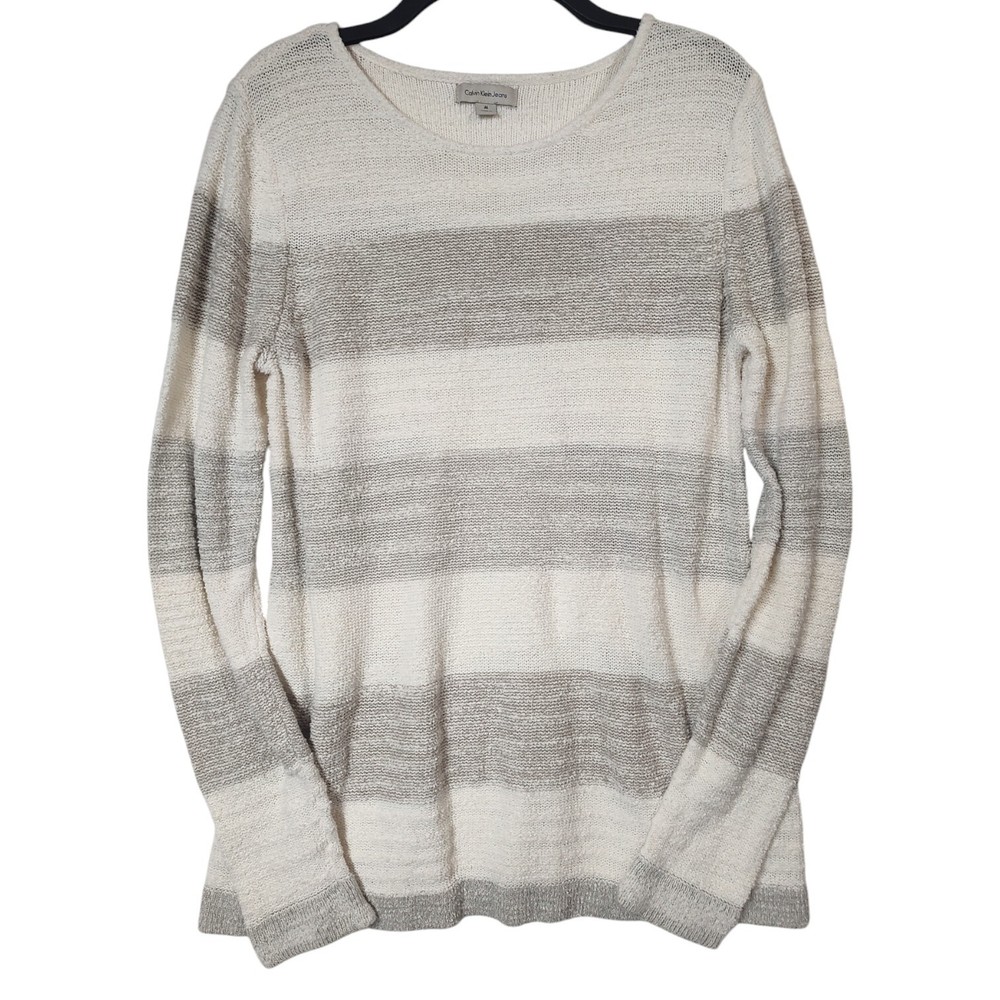 Women's Calvin Klein Jeans Long Sleeve Knit Pullover Sweater Split Back Medium